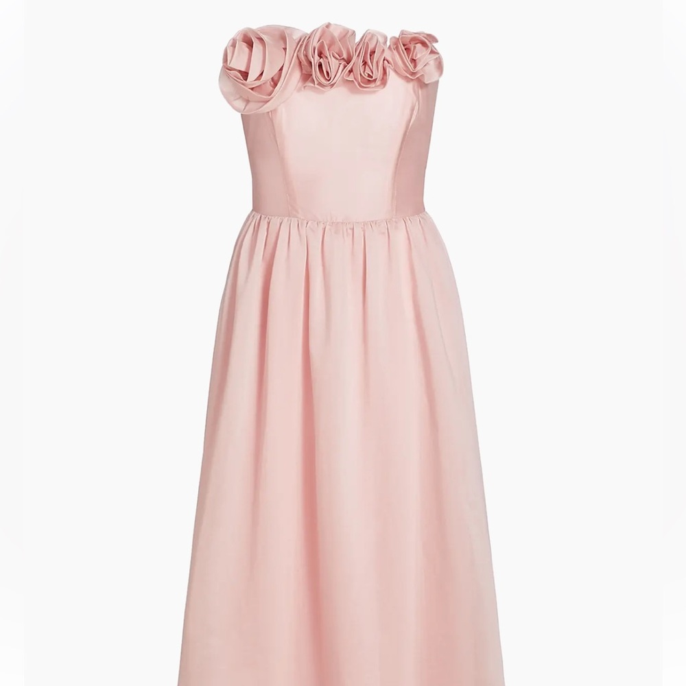 Chic Pink Midi Dress with Floral Accents